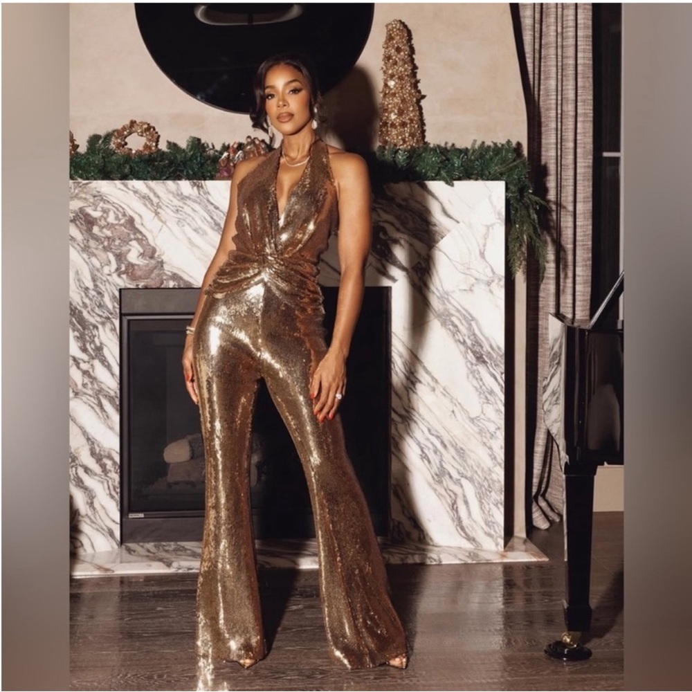 NADINE MERABI Tianna Gold Jumpsuit - Picture 6 of 16